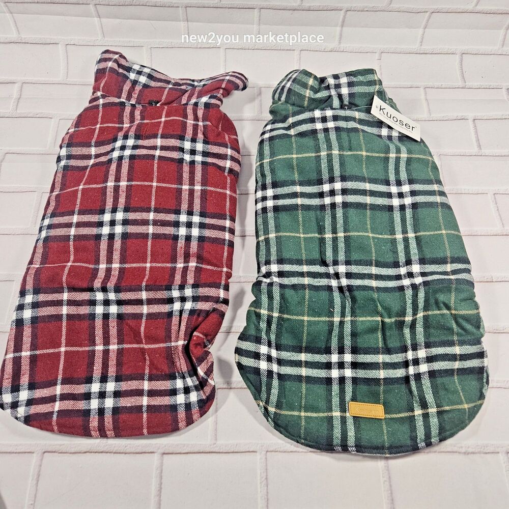 Kuoser Warm Dog Coat, Reversible Dog Jacket British Winter Coat L Red or Green